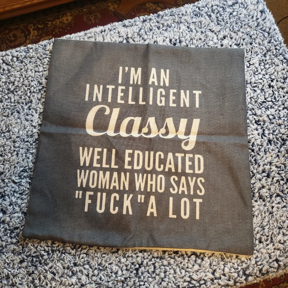 Classy Intelligent Woman Funny Quote Accent Pillow Cover - NWOT